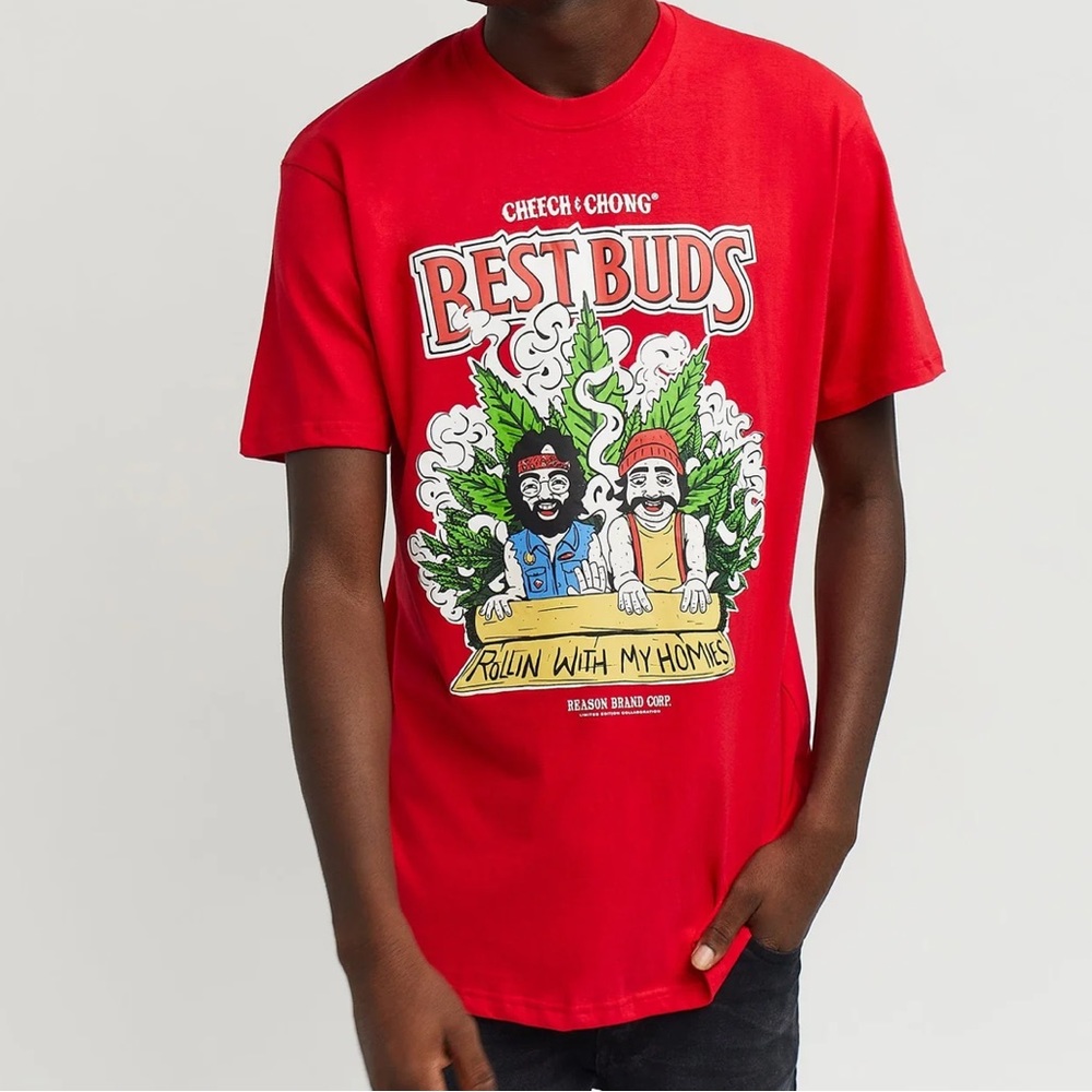 Cheech & Chong Best Buds Short Sleeve Tee - Red size 3x and XXL